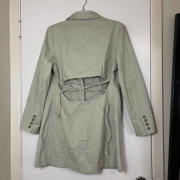Sage green backless tie back blazer suit dress size medium - Picture 2 of 4